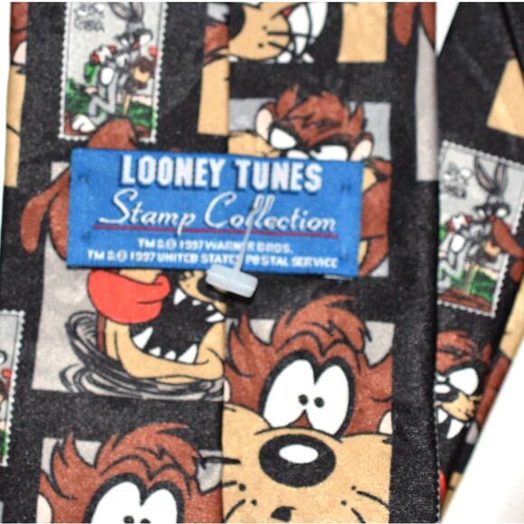 1997 Vintage Taz U.S.P.S. Looney Tunes Stamp Collection Silk Tie - Picture 3 of 3